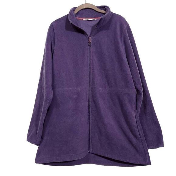 Woolrich Purple Fleece Jacket Womens Full Zip Soft Warm Coat Pockets Size Large​ - Picture 1 of 8